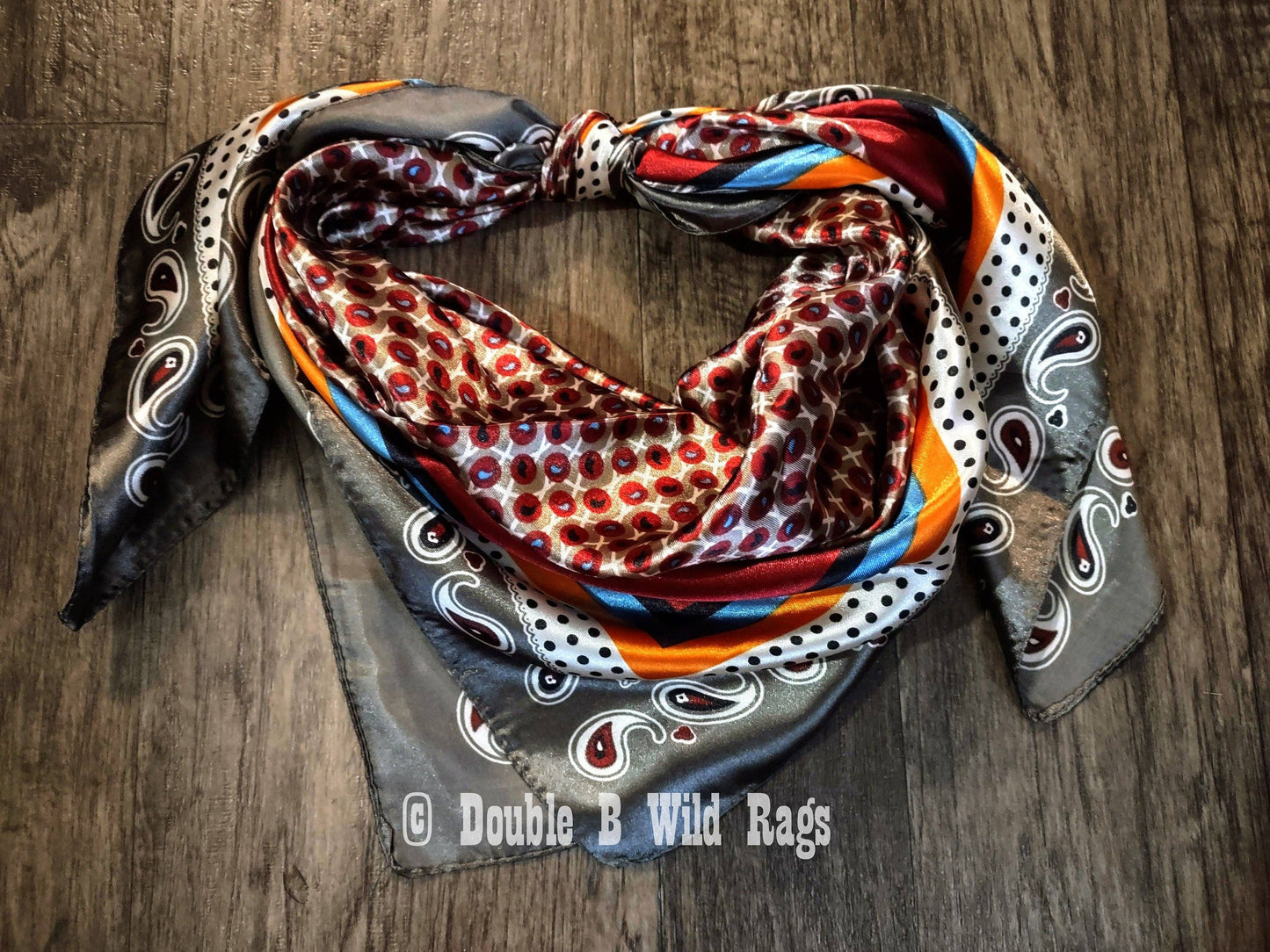 Double B Wild Rags - Wild Rag BARGAIN CORNER Motif center with Paisley Border Cowboy Western Neck Scarf by Double B Wild Rags - Black and Red