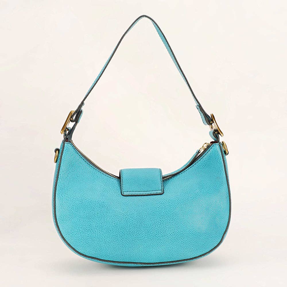 Myra Bag - Loyal West Hobo Medium Purse Turquoise Floral - Turquoise Floral Leather / Single