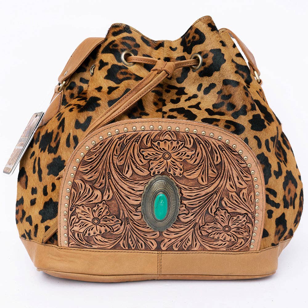 LS Western - ADBGI226 Bucket Hair On Genuine Western Leather Women Bag - ADBGI226A