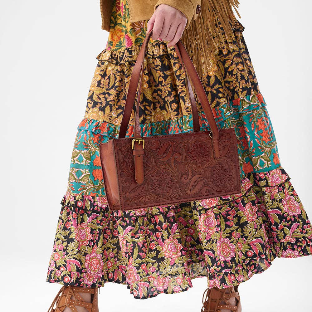 Myra Bag - Loyal West Mivva Handtooled Mini Bag - Soft Walnut Leather - Single