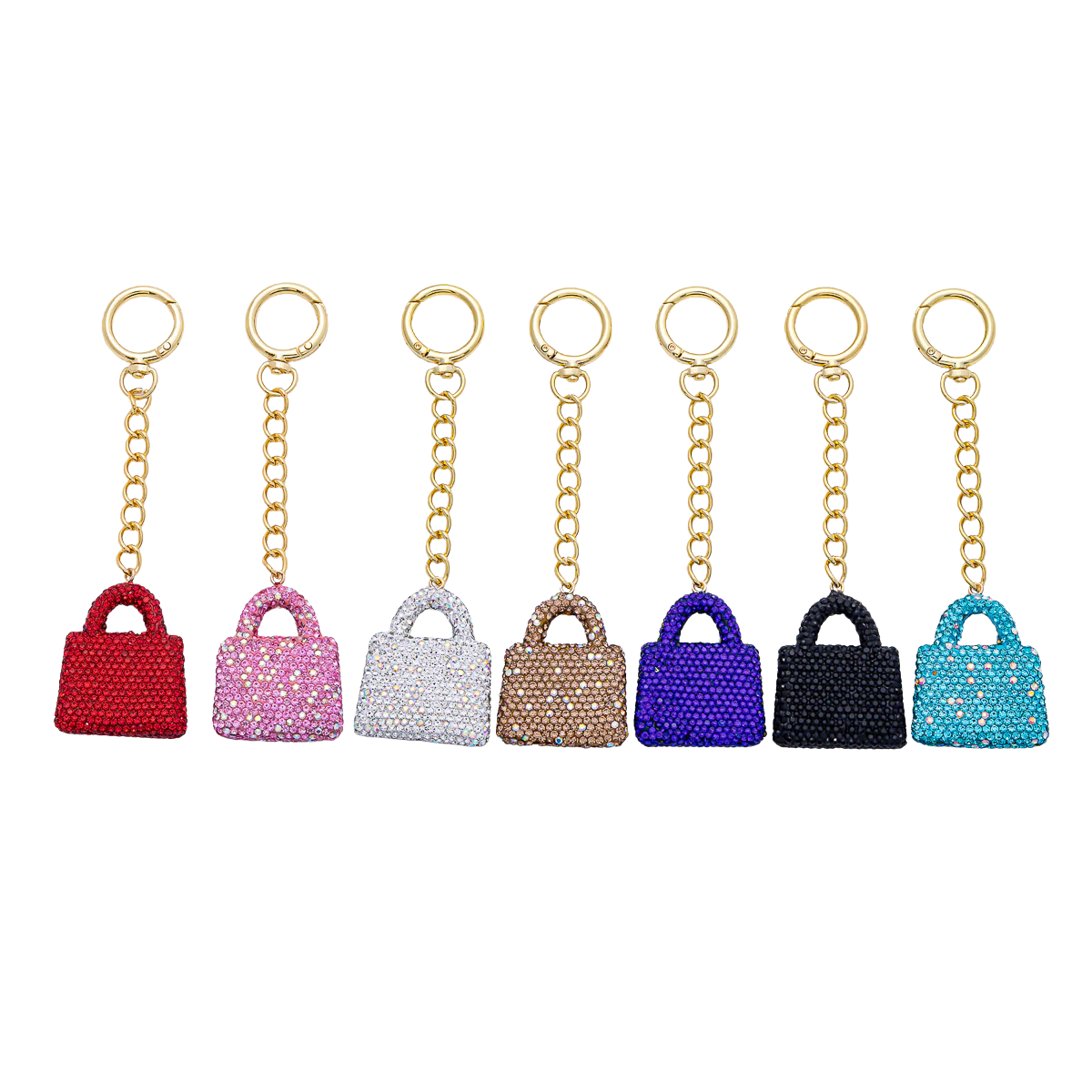 Simply Jewels - Bedazzled Purse Bag Charm Keychain round gold clip BC-21WB0258 - BC-21WB0262
