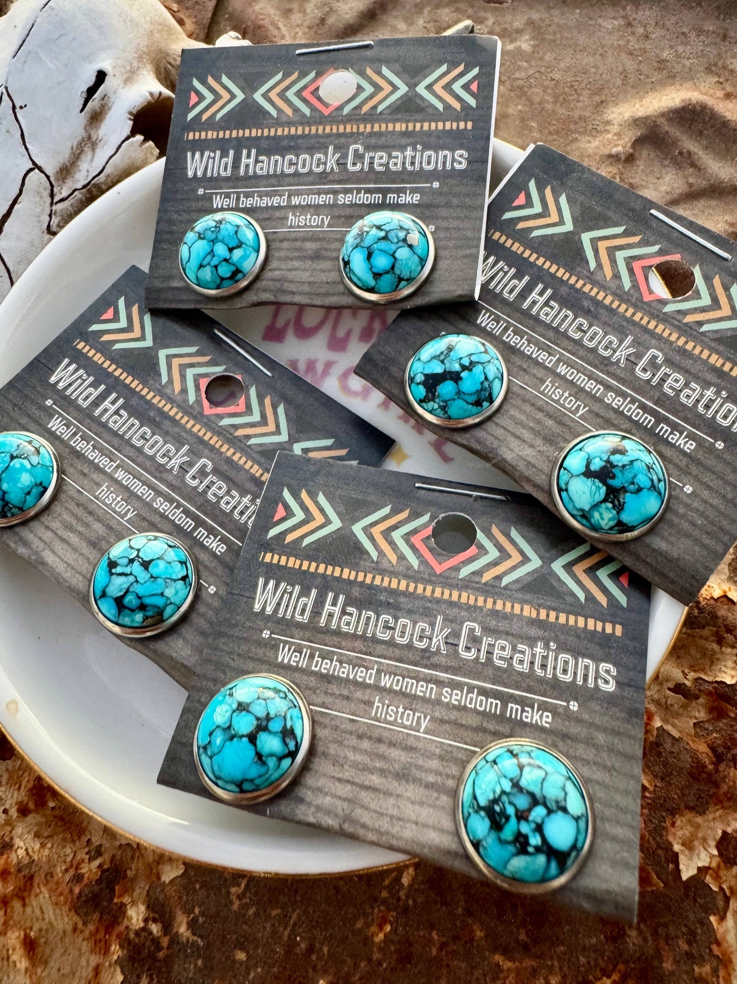 Wild Hancock Creations - Real Turquoise Earrings/Turquoise Stud Earrings/Western