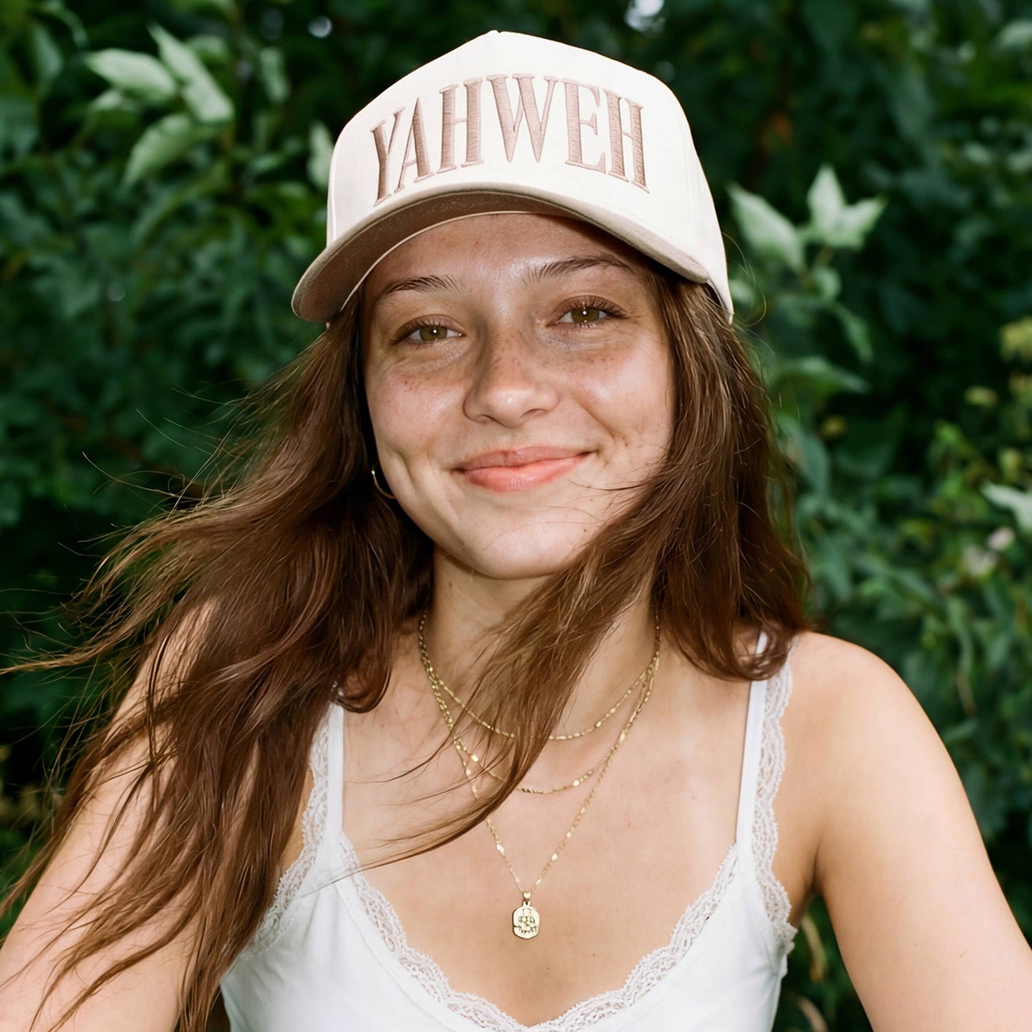 Hana - C.C YAHWEH Letter Embroidered on Brim Two Tone Trucker Hat