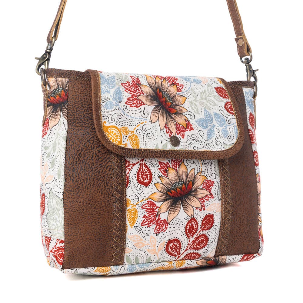 Myra Bag - Oakline Cotton & Leather Shoulder Bag in Powder Brown - Powder Brown