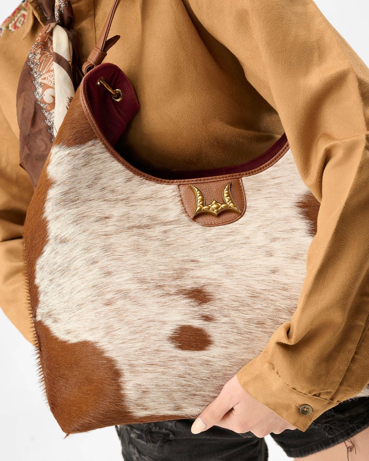 Loyal West - LW Large Purse - In Brown & White Cowhide & Calfskin - NaN / Nan / Brown & White Cowhide