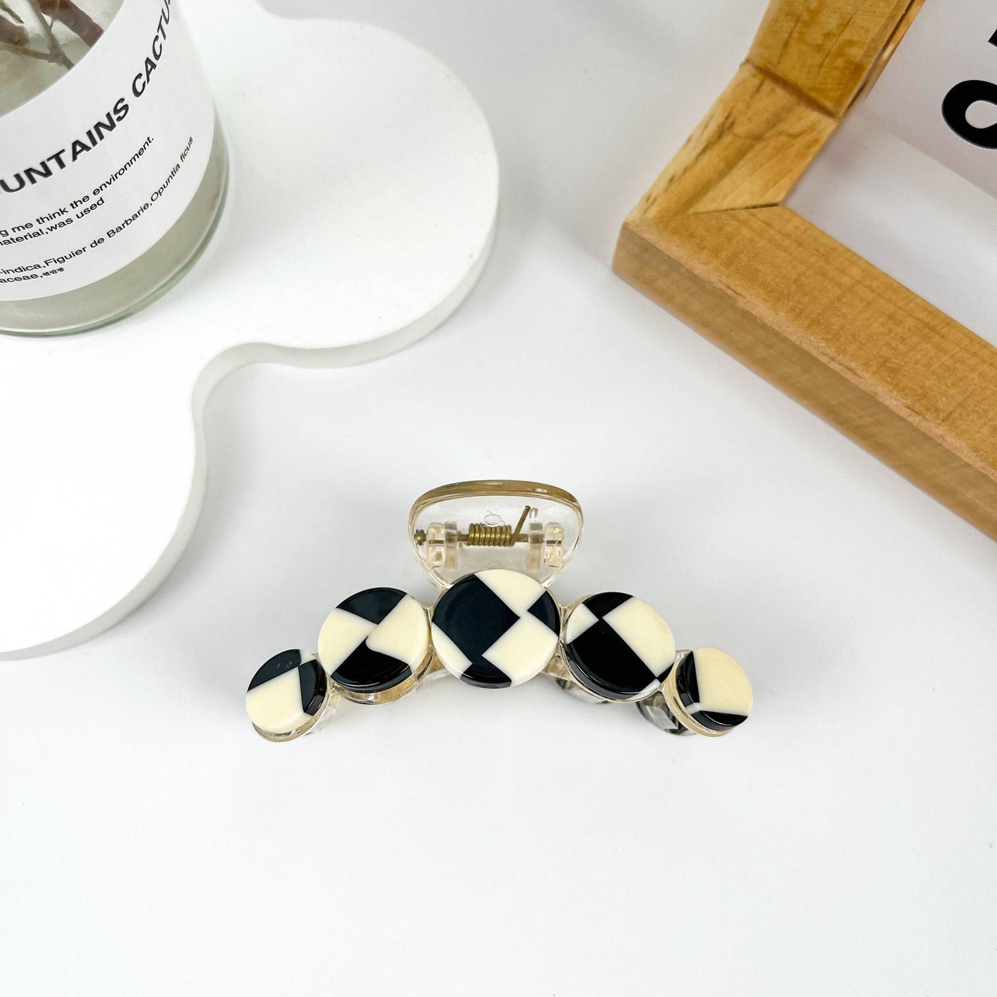 mildstyles - Simple black and white checkerboard hair clip - B