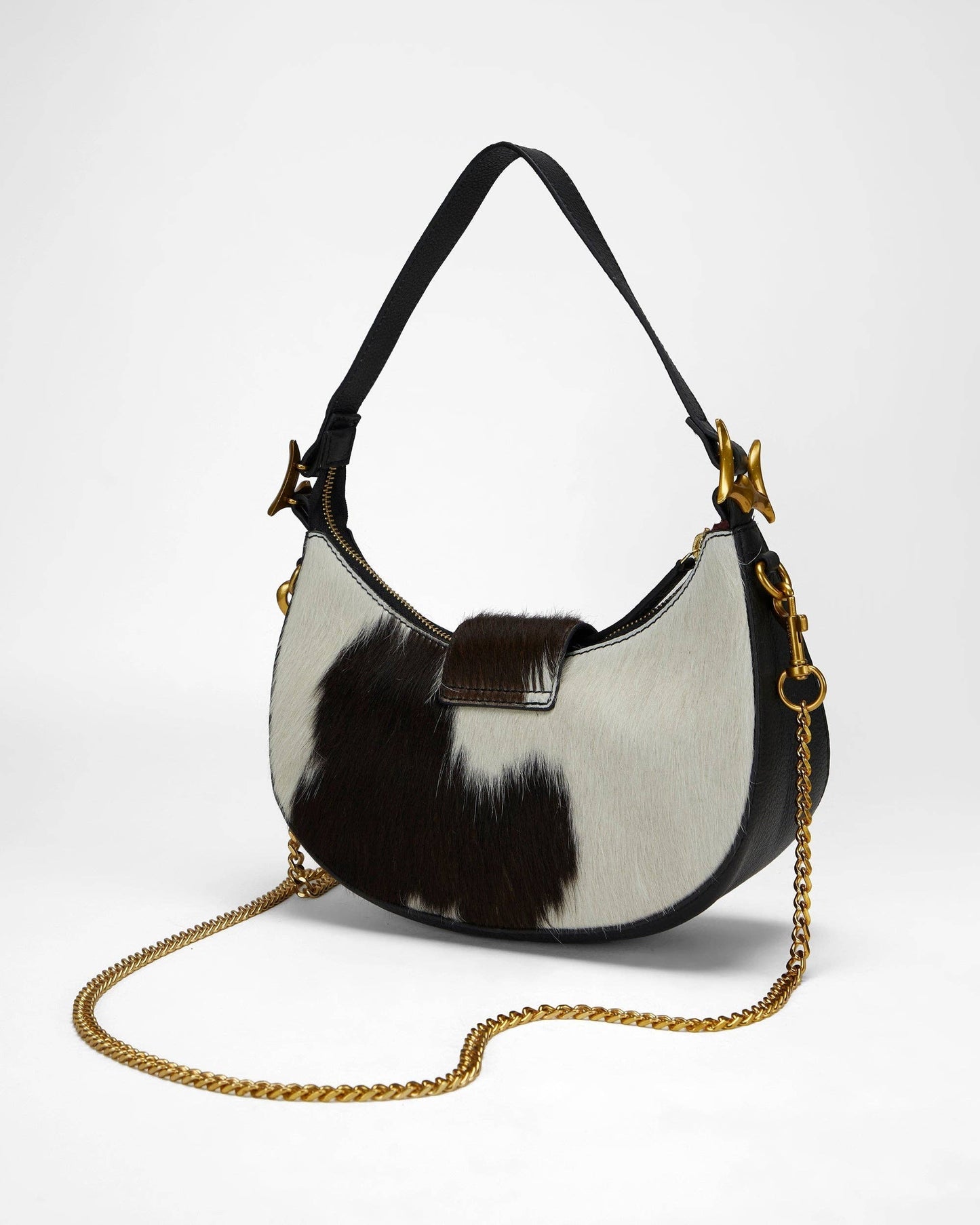 Loyal West - LW Hobo Medium Purse In Black & White Cowhide