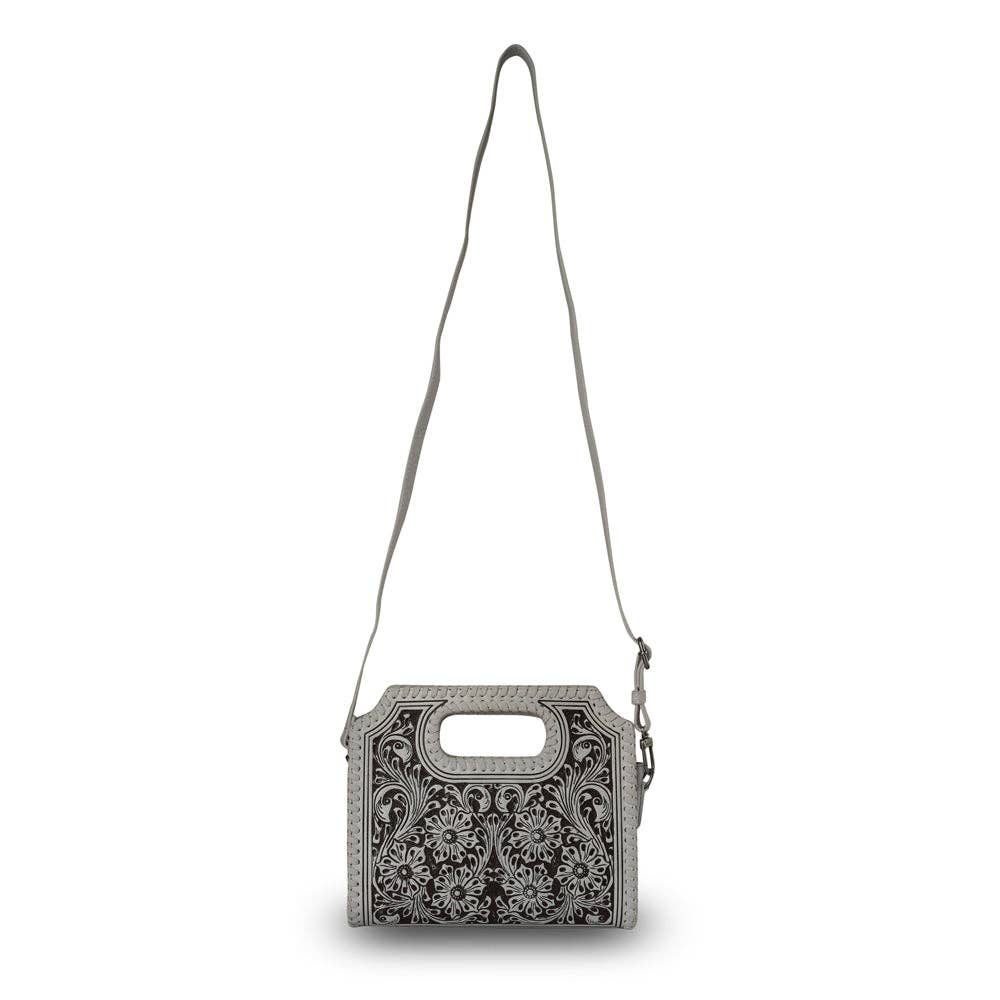 Myra Bag - Handtooled Alma Medium Handbag - Ivory Dust - Ivory Dust