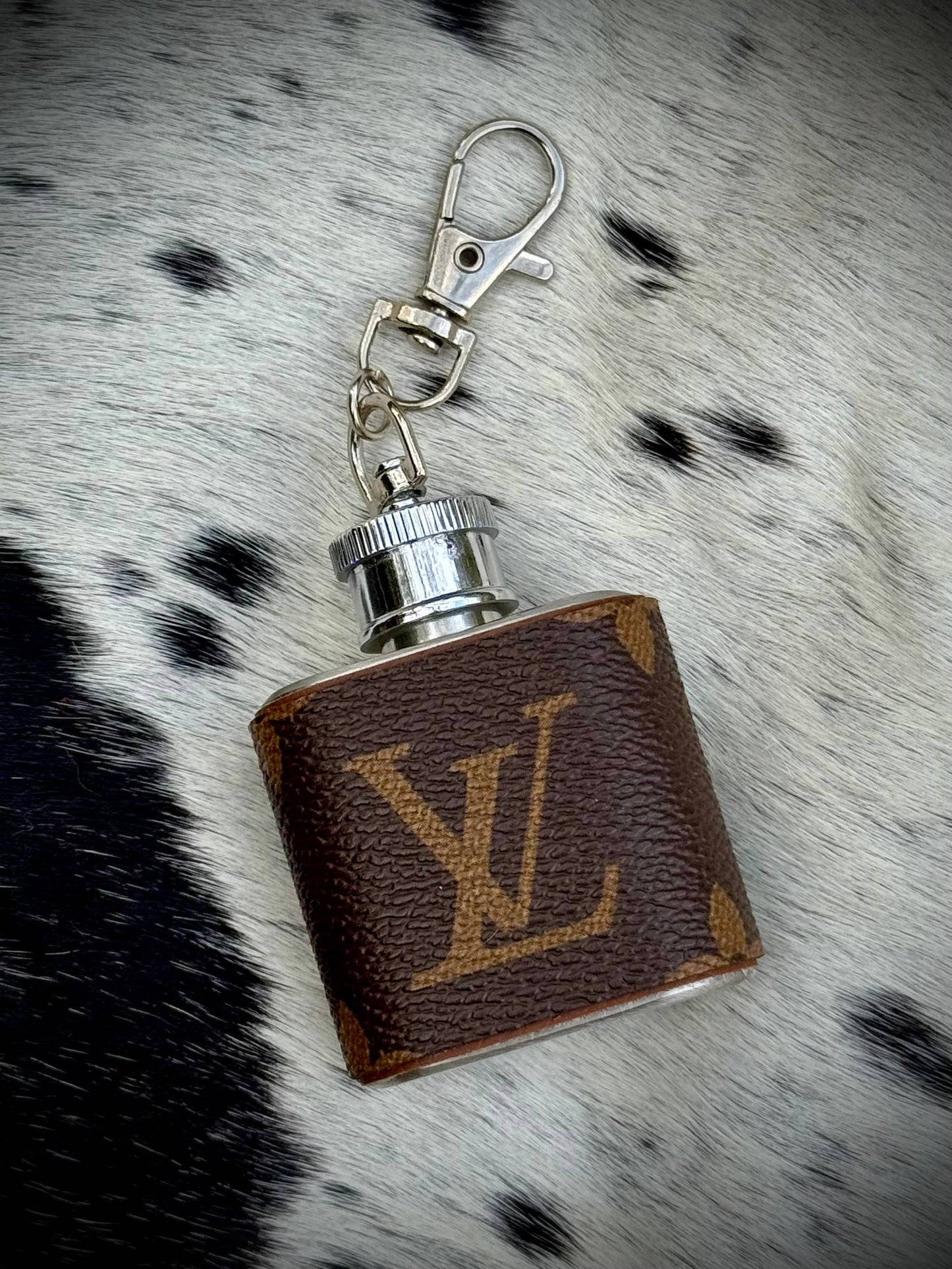 Southern Junkie Gypsy Boutique - Upcycled LV Mini Flask Bag Charm Keychain Western 