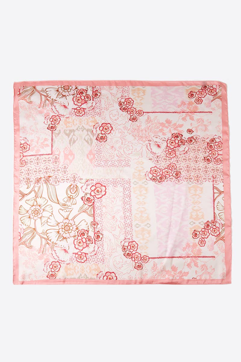 Anarchy Street - Abstract Floral Print Square Bandana Scarf - PK