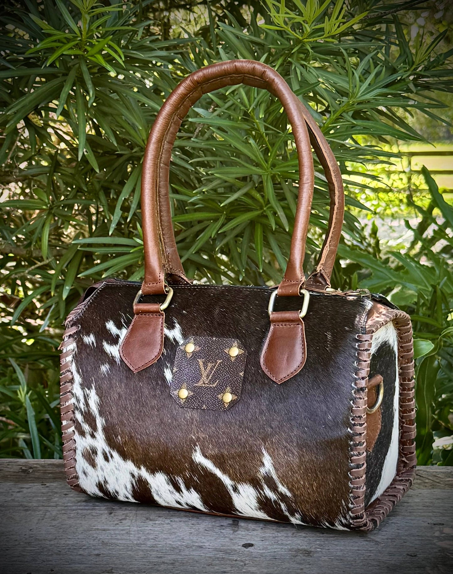 Southern Junkie Gypsy Boutique - Upcycled LV Cowhide Leather Speedy Bag Western Rodeo
