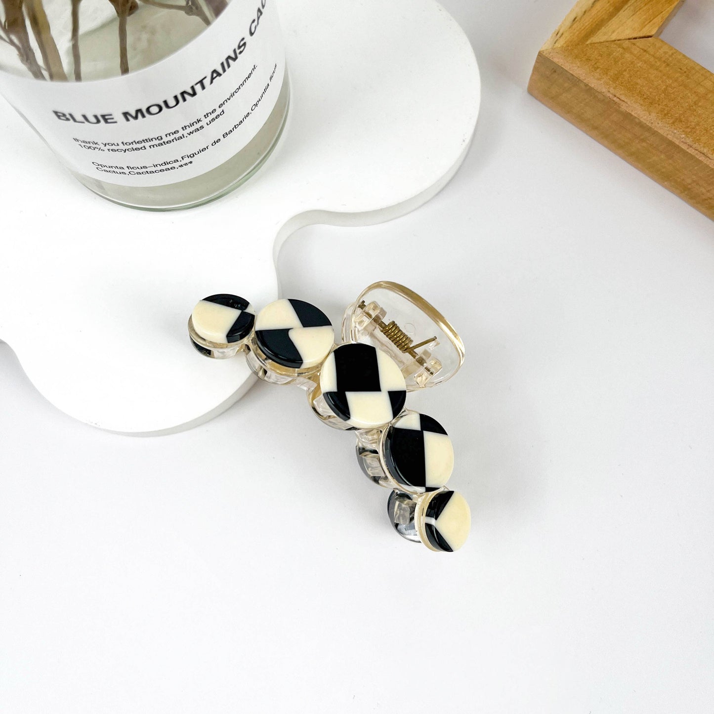 mildstyles - Simple black and white checkerboard hair clip - A
