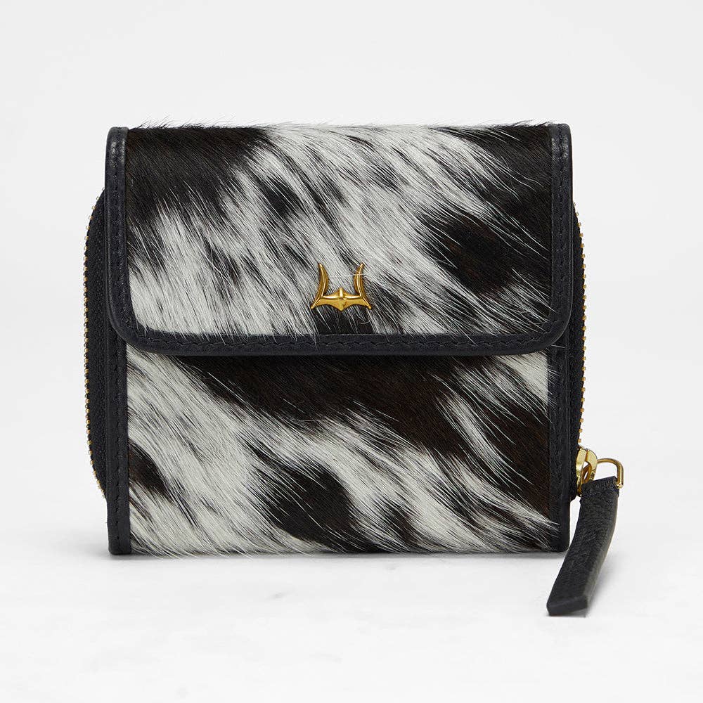 Myra Bag - Loyal West Sophia Card Holder In Black & White Cowhide - Single