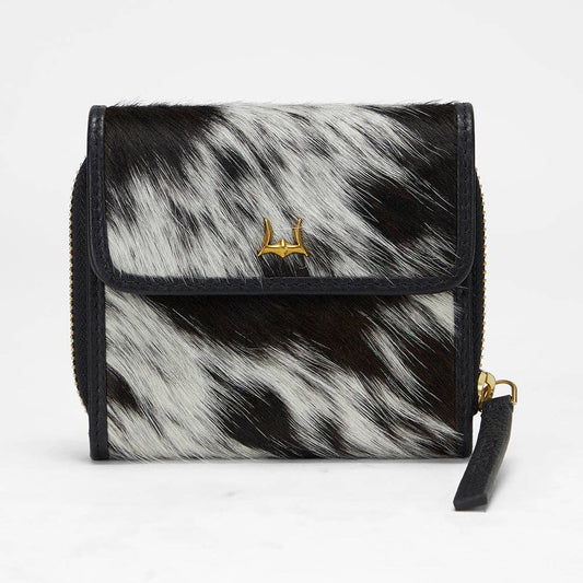 Myra Bag - Loyal West Sophia Card Holder In Black & White Cowhide - Single