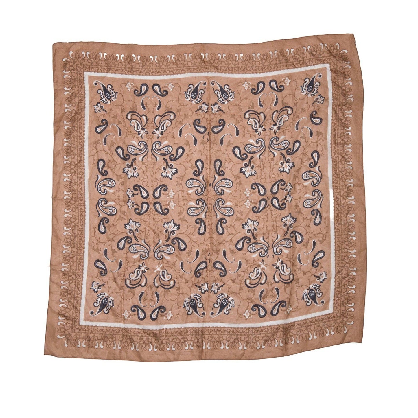 Loyal West - Bandana Canyon Silk Scarves With Handtooled Leather Slider - Saddle Brown