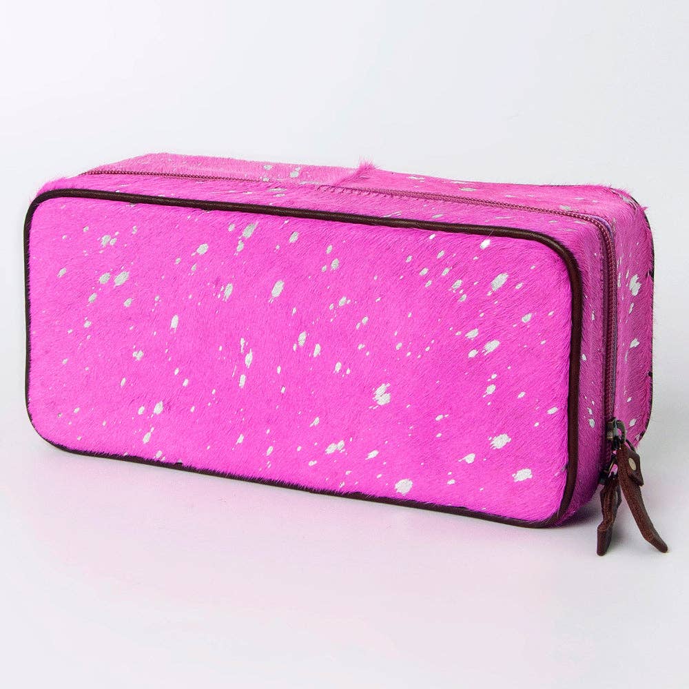 LS Western - ADBGA318 American Darling Pink Paint Splatter Hair-On Cowhide Jewelry case - ADBGA318D