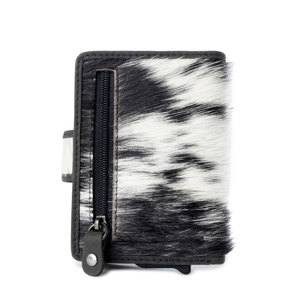 Myra Bag - Dune Star Hairon Leather Credit Card Holder in Black & White - Black & White