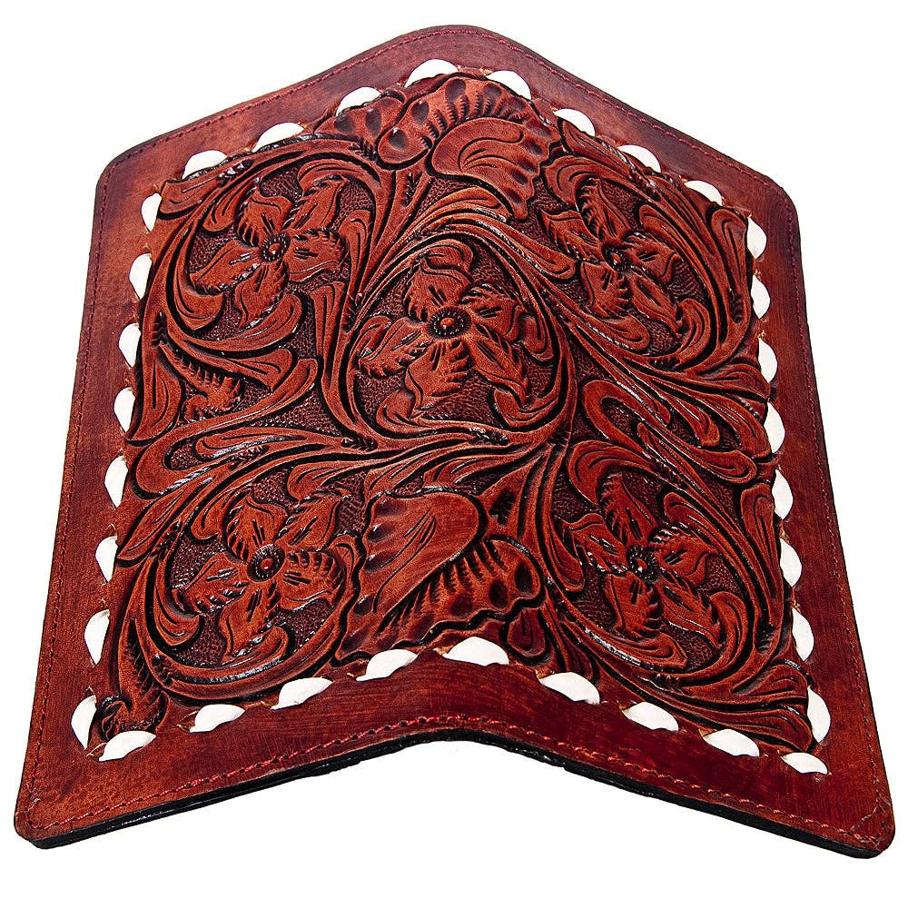 Western Hand Tooled Genuine Leather Floral Crossbody Wallet Clutch