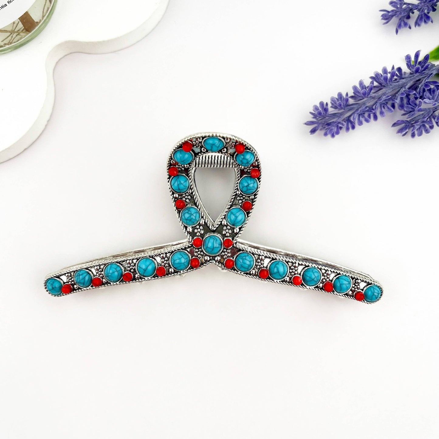 mildstyles - Vintage Fashion Agate Metal Hair Claw Clip - Blue