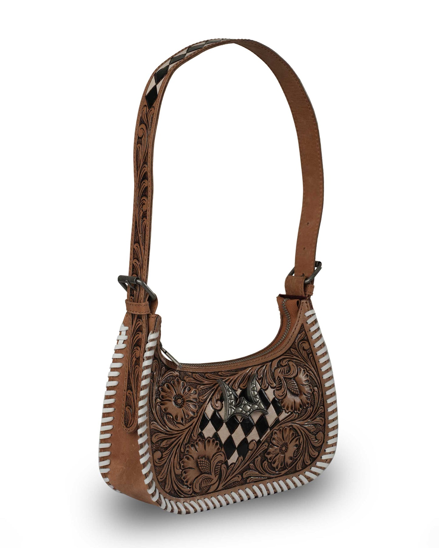 Loyal West - HANDTOOLED DANNIA MEDIUM PURSE – CHECKERED EDITION