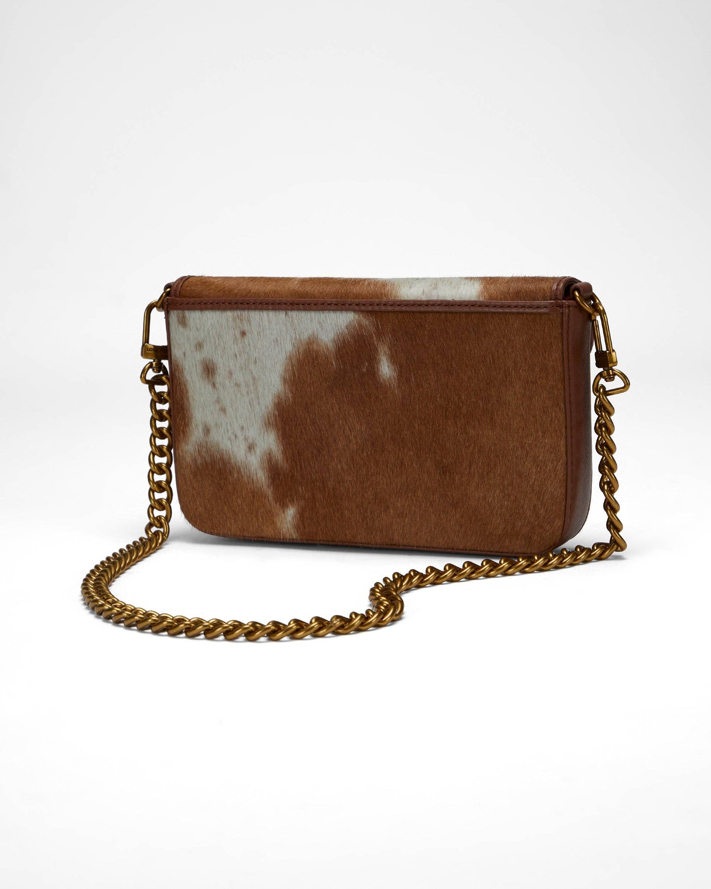 Loyal West - The LW On The Go Mini Chain Bag- In Brown & White Cowhide And Calfskin