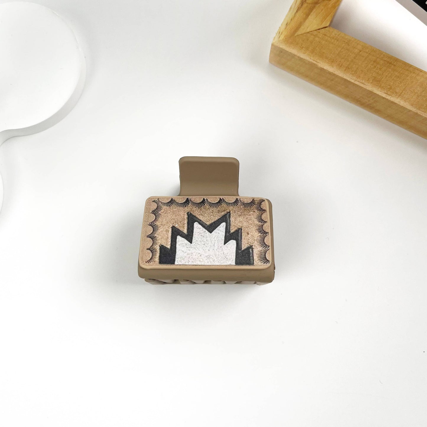 mildstyles - Western cowboy style PU leather square hair claw clip - D