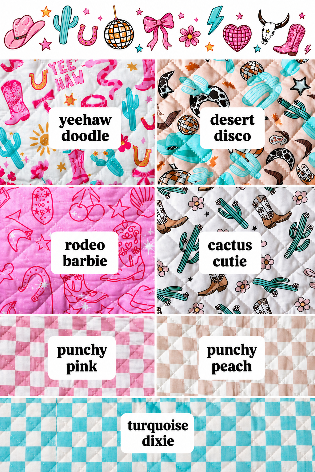Boho Ranch Shop - Quilted Western Makeup Bag  | Cowgirl Cosmetic Bag Fabric  - YEEHAW DOODLE