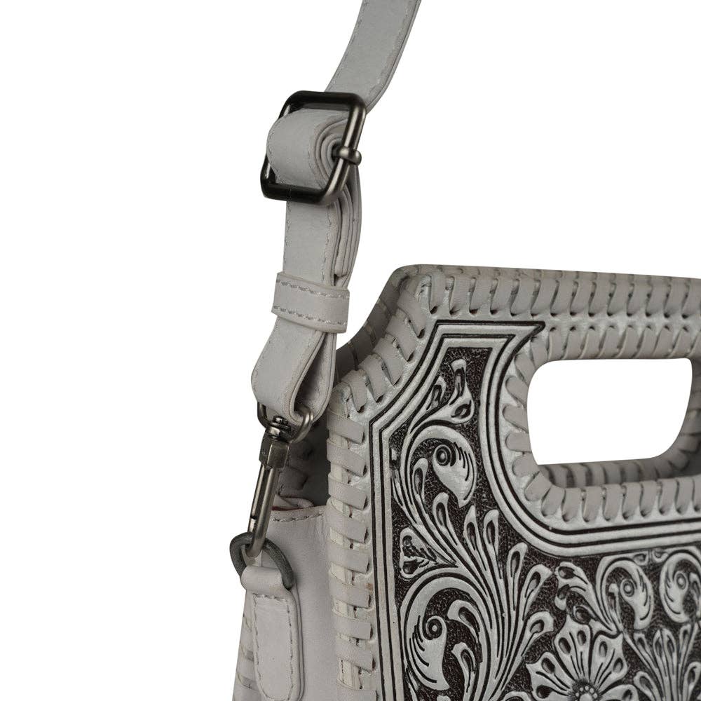 Myra Bag - Handtooled Alma Medium Handbag - Ivory Dust - Ivory Dust