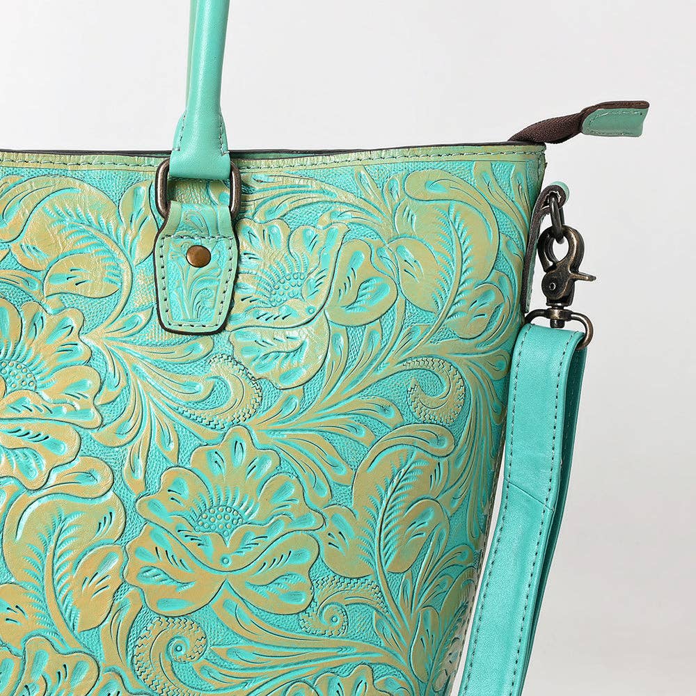 LS Western - ADBG1519 American Darling Western Genuine Leather Tote Bag with Hand-Tooled Detailing | Premium Everyday Carry - ADBG1519B