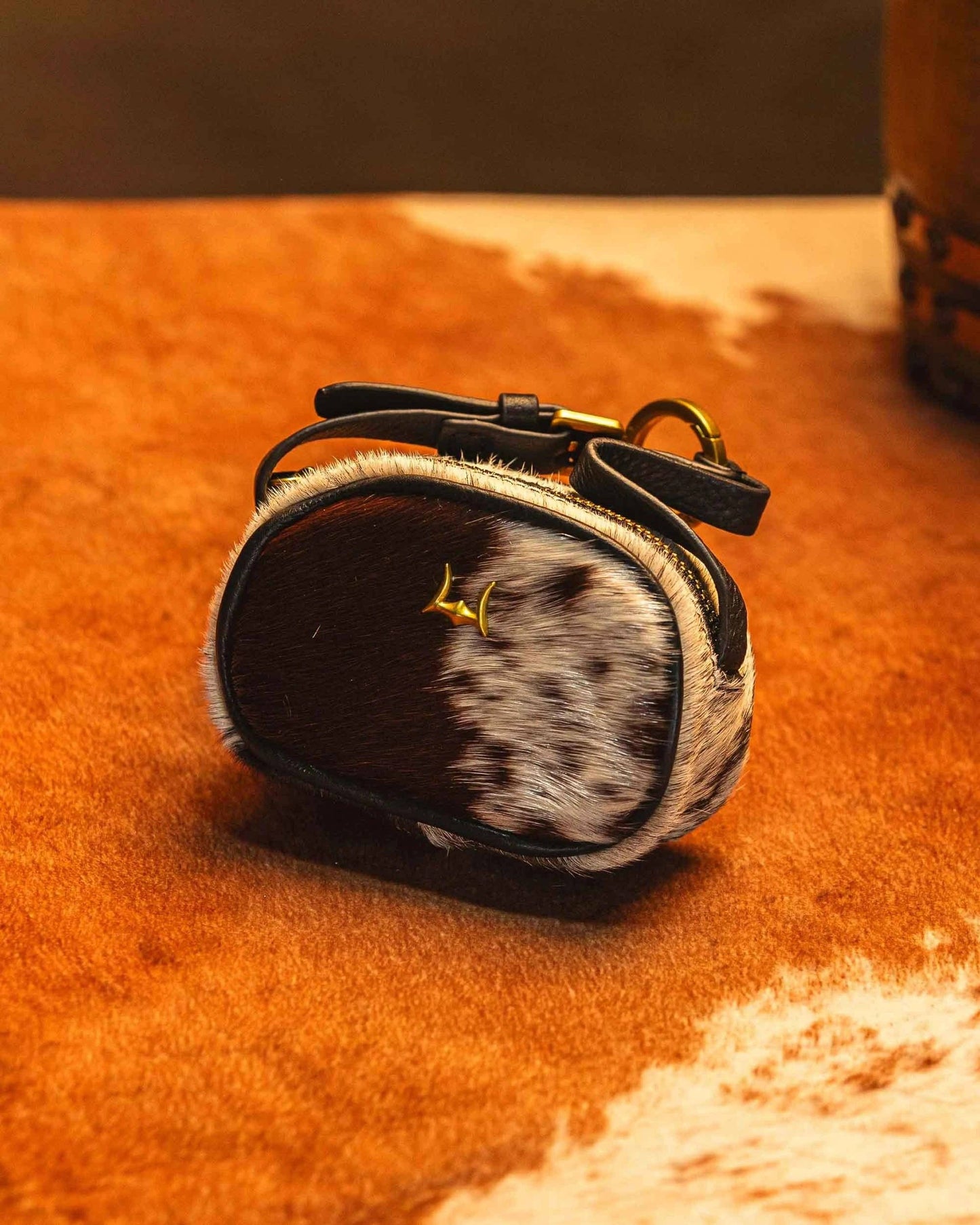 Loyal West - Sophia Micro Bag Charm In Black & White Cowhide
