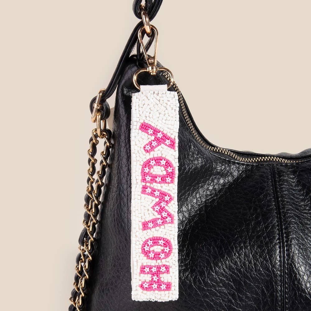 Western Howdy And Stars Beaded Keychain - MULTI