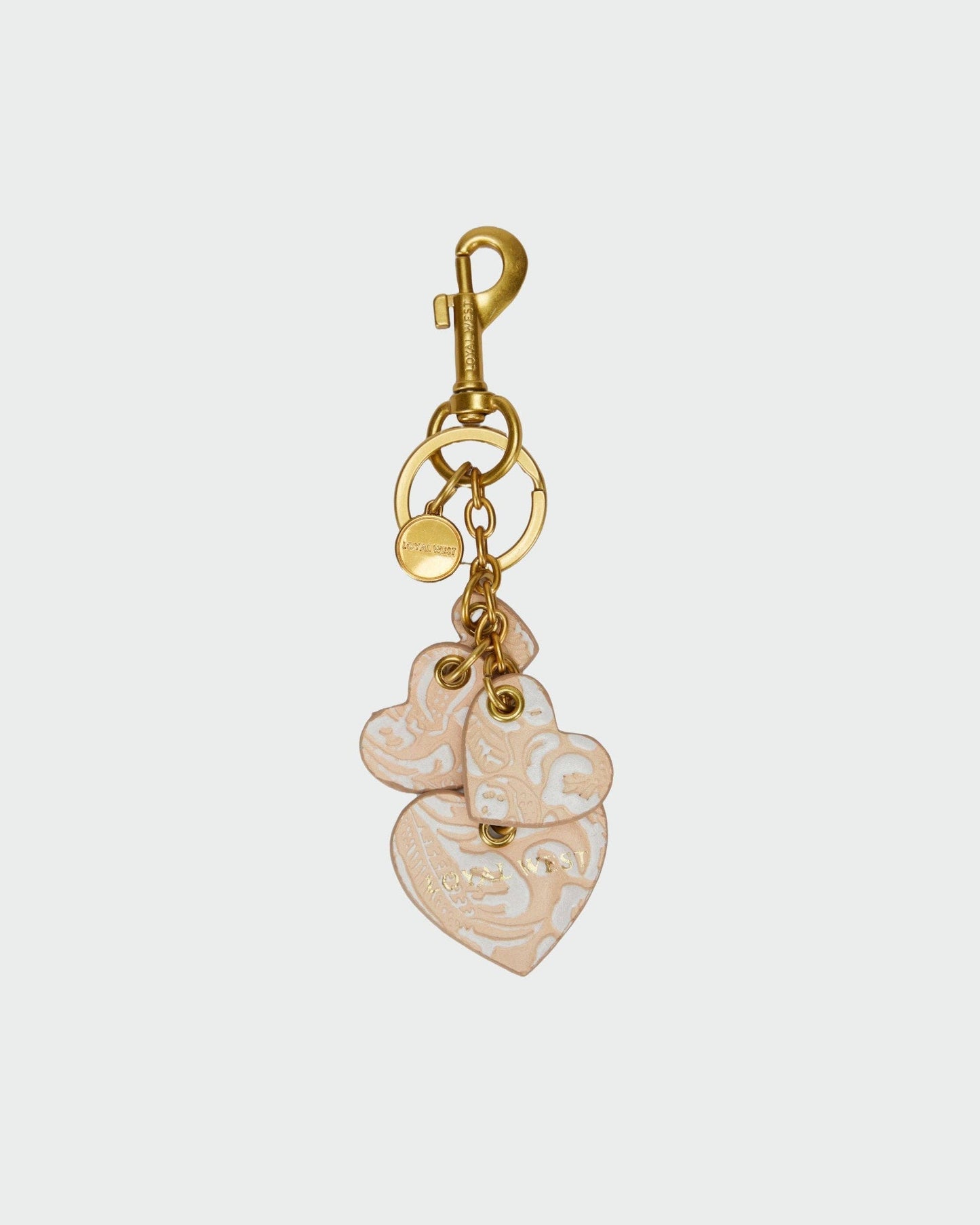 Myra Bag - Loyal West Heart Shape Keychain In Hand Finished Embossed Leather -  Brown - Single