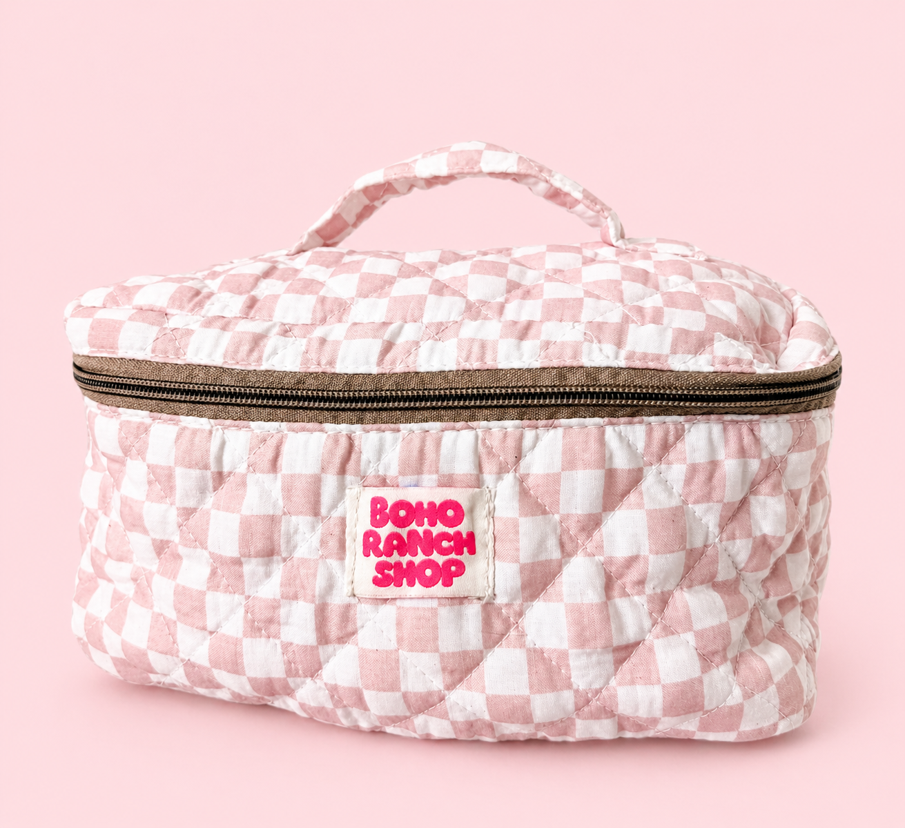 Boho Ranch Shop - Quilted Western Makeup Bag  | Cowgirl Cosmetic Bag Fabric  - CACTUS CUTIE