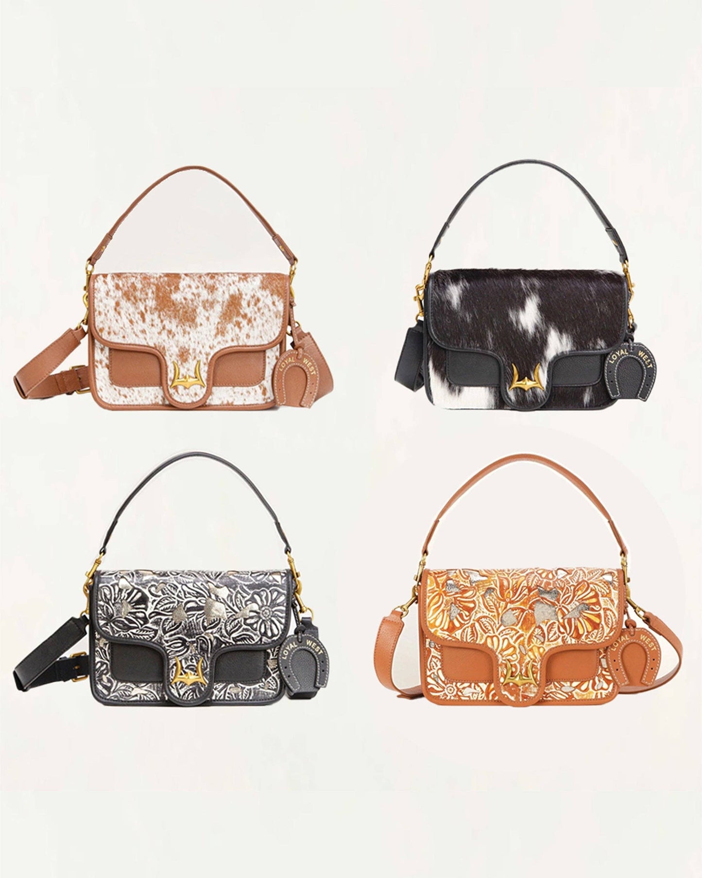 Myra Bag - Loyal West Shell Medium Purse Black And White - Black And White Cowhide And Calfskin / Single