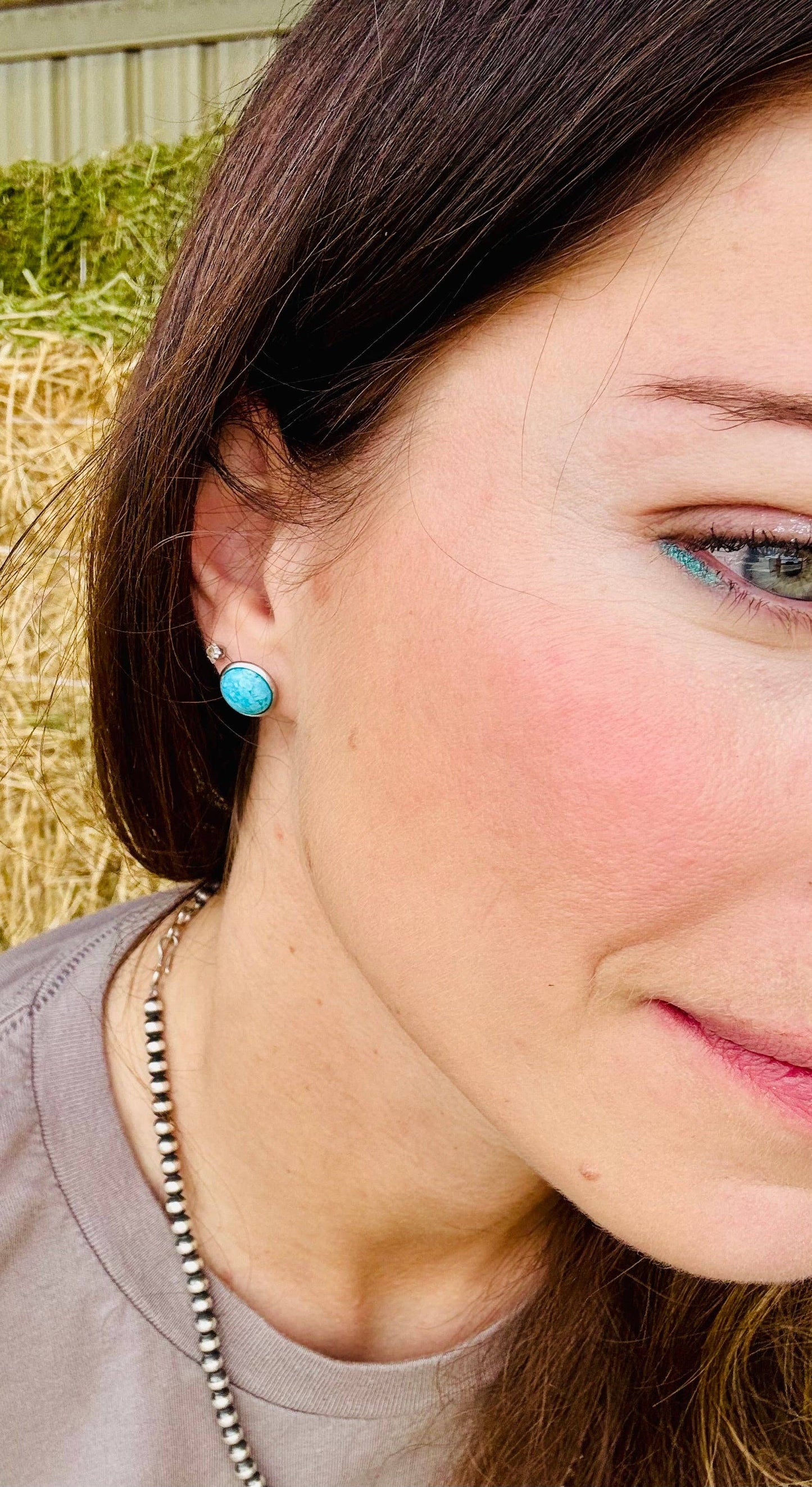 Genuine Turquoise Stud Earring stud - Kingman Turquoise