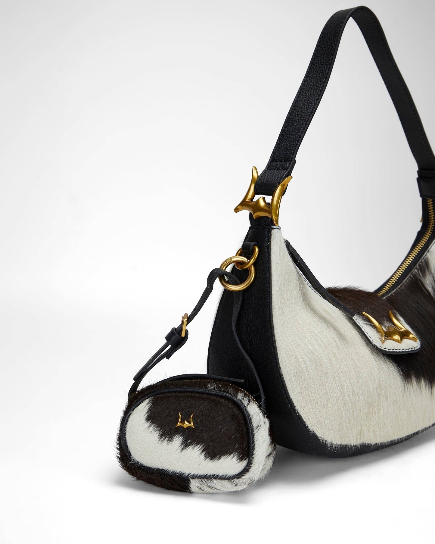 Loyal West - Sophia Micro Bag Charm In Black & White Cowhide