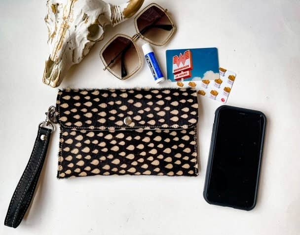 Boho Ranch Shop - Cowhide Wristlet Wallet Western Genuine HairOn Cowhide Bag - ZEBRA