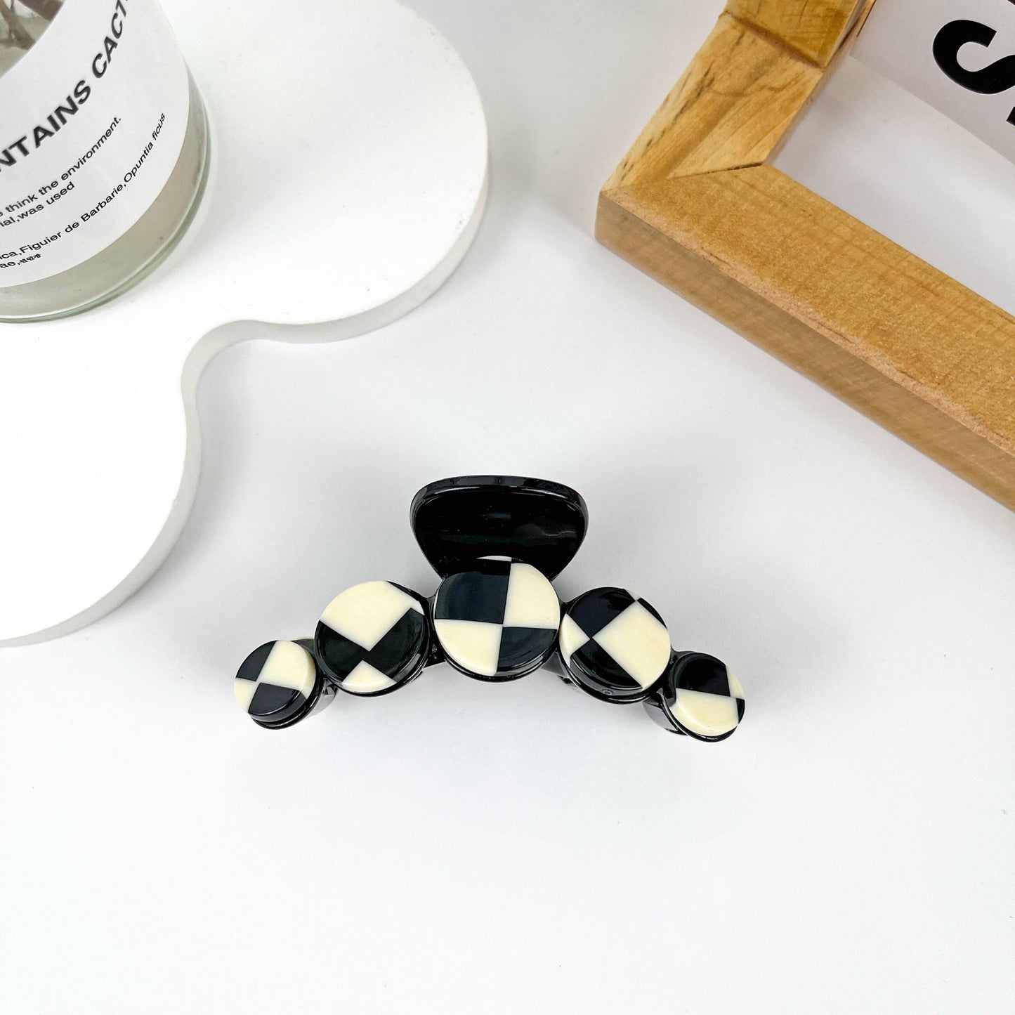 mildstyles - Simple black and white checkerboard hair clip - A