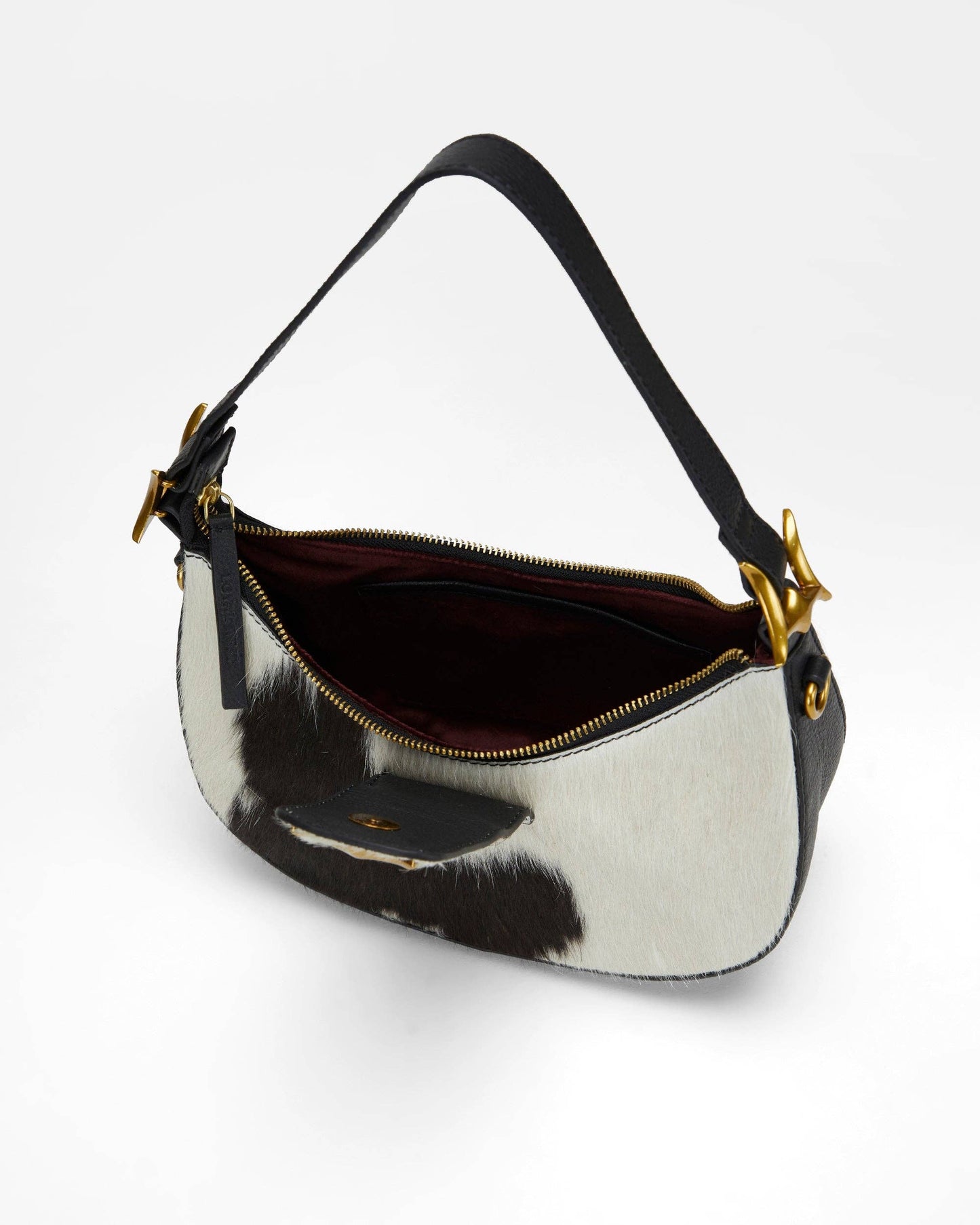 Loyal West - LW Hobo Medium Purse In Black & White Cowhide