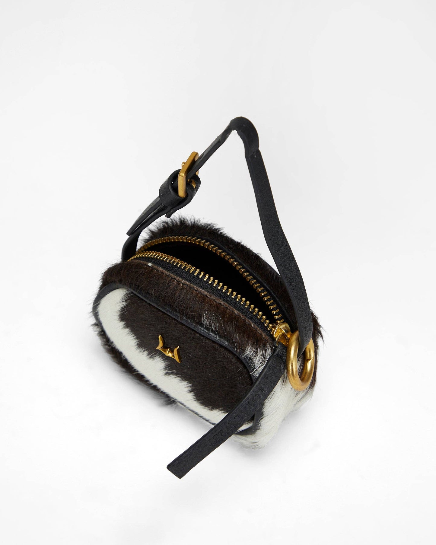 Loyal West - Sophia Micro Bag Charm In Black & White Cowhide