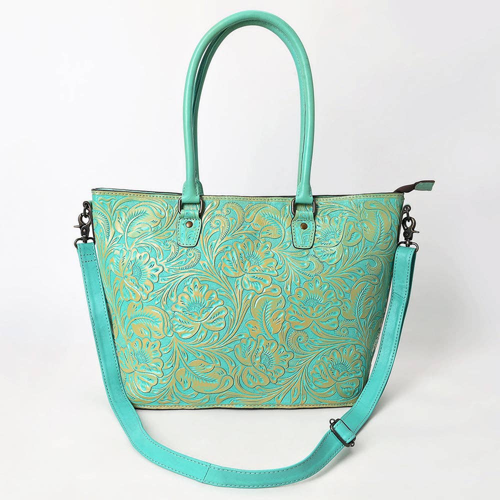LS Western - ADBG1519 American Darling Western Genuine Leather Tote Bag with Hand-Tooled Detailing | Premium Everyday Carry - ADBG1519B