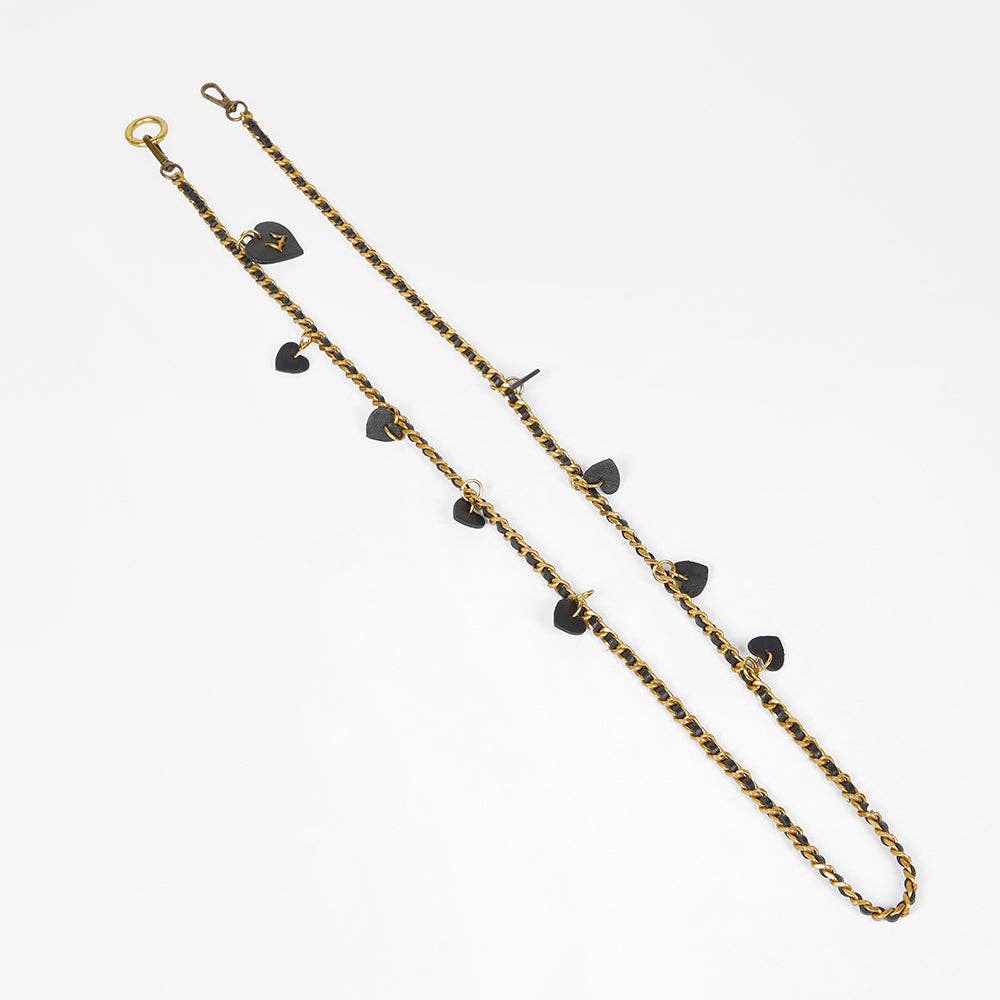 Myra Bag - Loyal West Heart Charm Chain In Black Calf Leather (2 In 1 Crossbody Chain) - Single