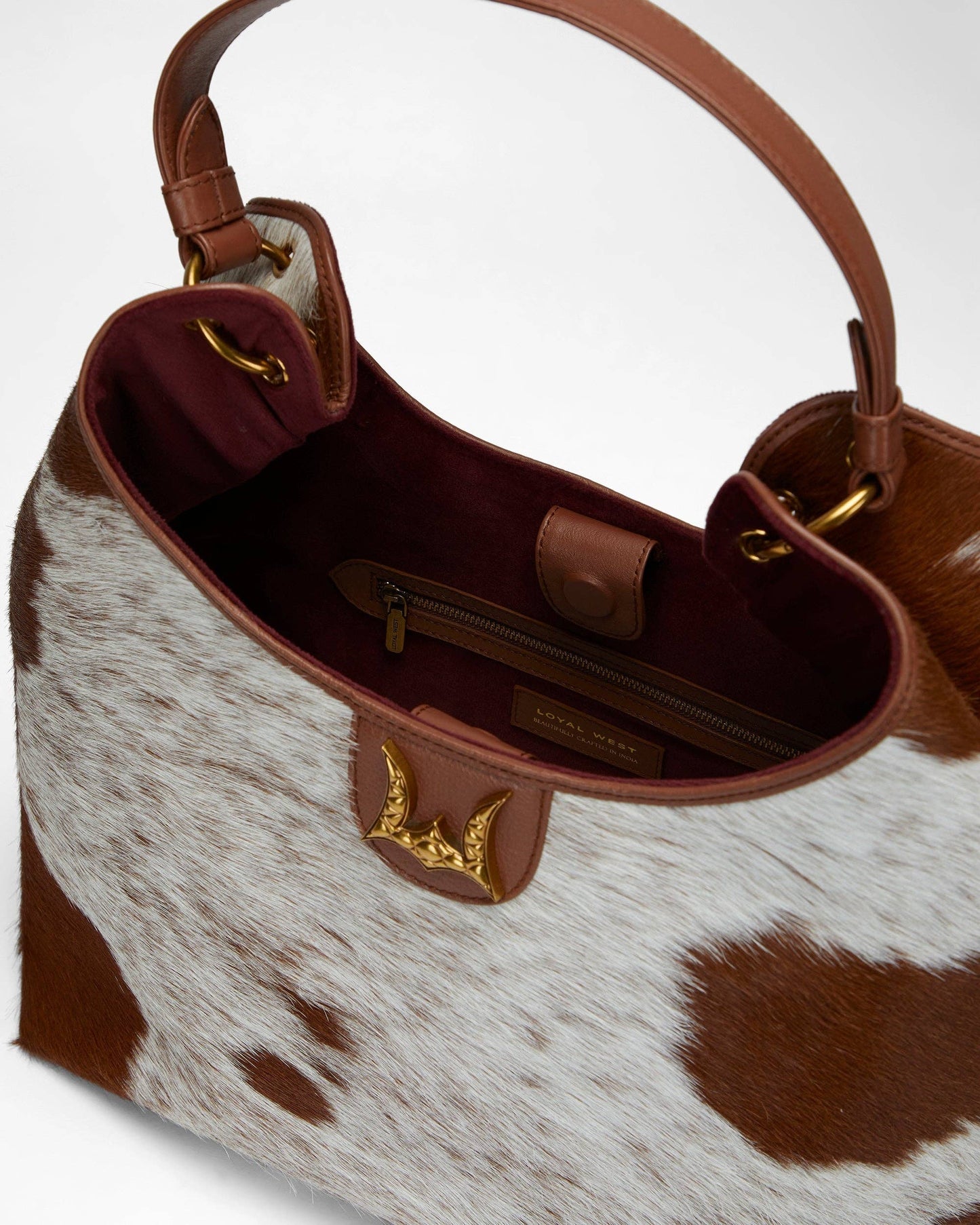 Loyal West - LW Large Purse - In Brown & White Cowhide & Calfskin - NaN / Nan / Brown & White Cowhide