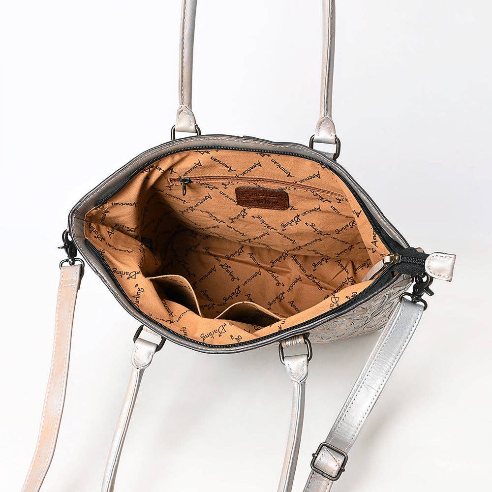 LS Western - ADBG1519 American Darling Western Genuine Leather Tote Bag with Hand-Tooled Detailing | Premium Everyday Carry - ADBG1519B