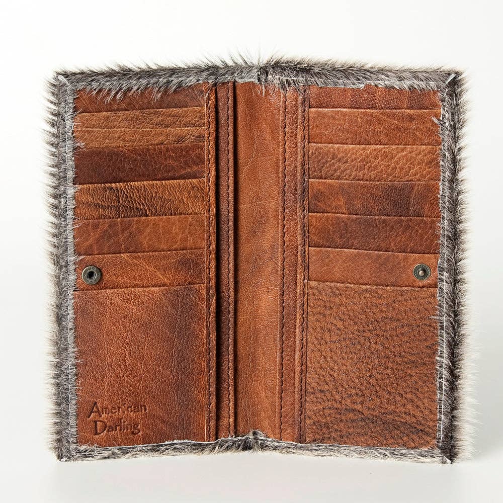 LS Western - ADBG258 American Darling Wallet Bag - Handcrafted Hair-On Cowhide & Genuine Leather Western Wallet - ADBG258TRQ