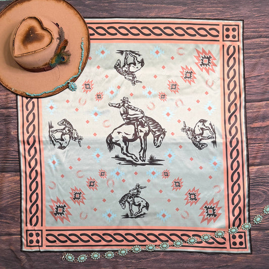Avery - AVS838 WESTERN PRINT SILK SCARF 36X36 - Mint/Khaki
