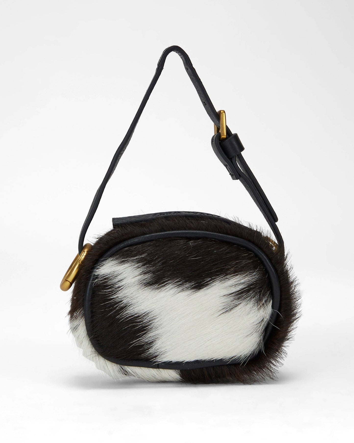 Loyal West - Sophia Micro Bag Charm In Black & White Cowhide