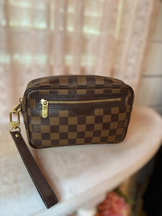Louis Vuitton Pochette Saint Paul Clutch Bag Damier Ebene Canvas
