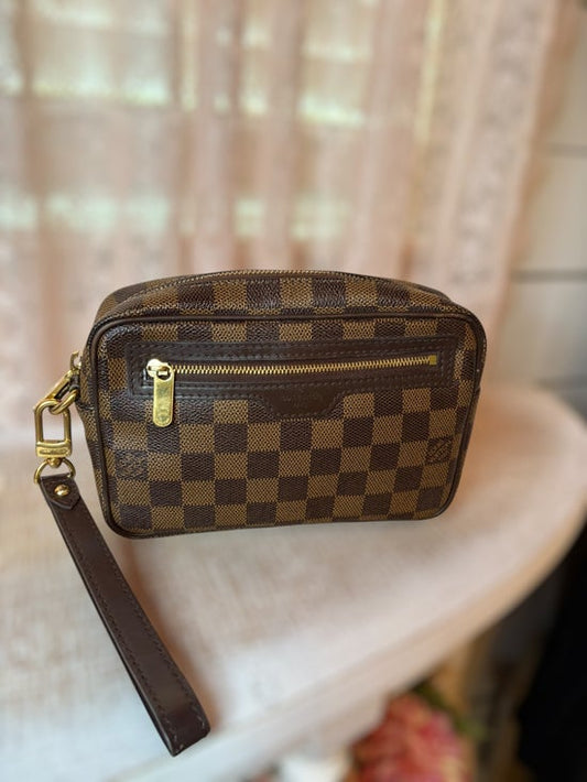 Louis Vuitton Pochette Saint Paul Clutch Bag Damier Ebene Canvas
