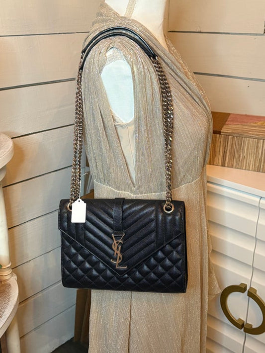 Yves Saint Laurent Envelope Mix Embossed Medium Chain Bag